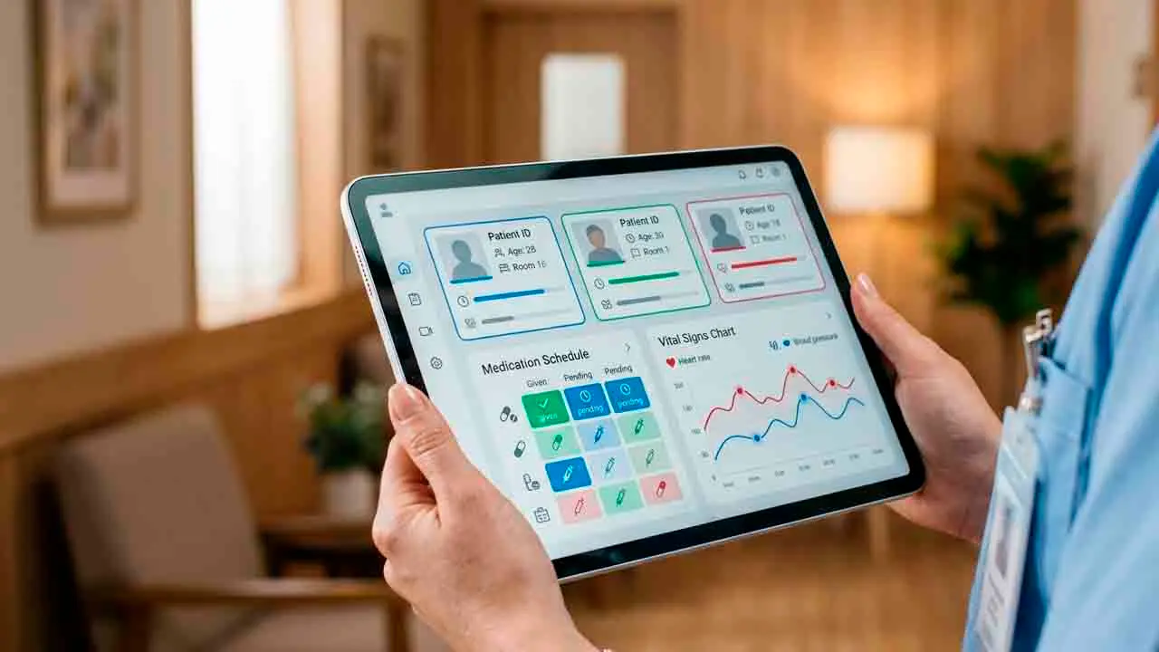 Dashboard de AnacareSoft — resumen de turno y signos vitales